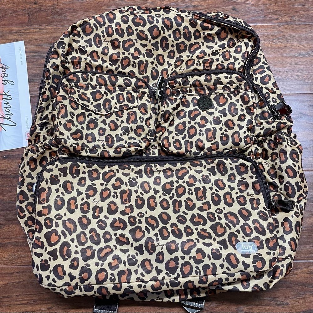 NWT Lug Puddle Jumper Leopard Brown | Packable Backpack / Book Bag